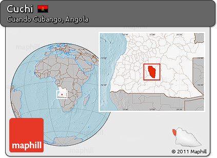 Gray Location Map of Cuchi, highlighted country, hill shading