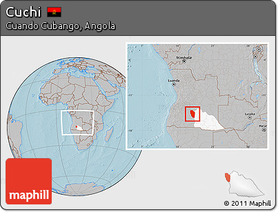 Gray Location Map of Cuchi, highlighted parent region, within the entire country, hill shading