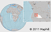 Gray Location Map of Cuchi, highlighted parent region, within the entire country, hill shading