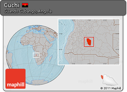 Gray Location Map of Cuchi, hill shading