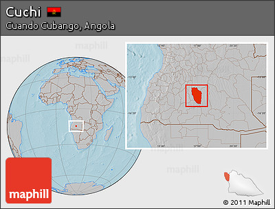 Gray Location Map of Cuchi, hill shading