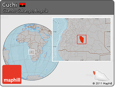 Gray Location Map of Cuchi, hill shading