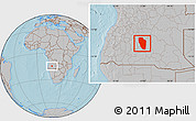 Gray Location Map of Cuchi, hill shading