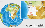 Physical Location Map of Cuchi, highlighted country, within the entire country