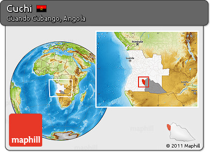 Physical Location Map of Cuchi, highlighted country, highlighted parent region, within the entire country