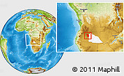 Physical Location Map of Cuchi, highlighted parent region, within the entire country