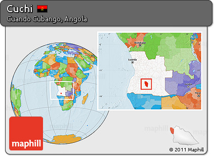 Political Location Map of Cuchi, highlighted country, within the entire country