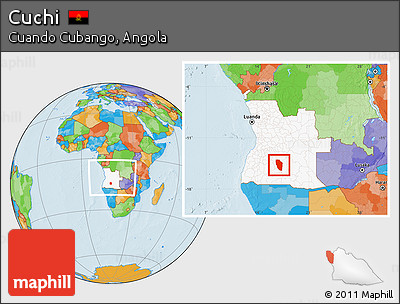 Political Location Map of Cuchi, highlighted country, within the entire country