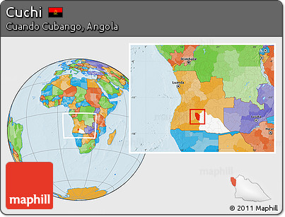 Political Location Map of Cuchi, highlighted parent region, within the entire country