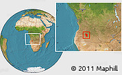 Satellite Location Map of Cuchi, within the entire country