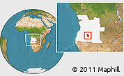 Satellite Location Map of Cuchi, highlighted country, within the entire country