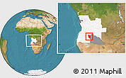 Satellite Location Map of Cuchi, highlighted country, highlighted parent region, within the entire country