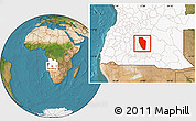 Satellite Location Map of Cuchi, highlighted country
