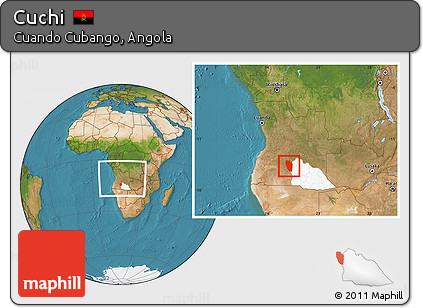 Satellite Location Map of Cuchi, highlighted parent region, within the entire country