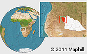 Satellite Location Map of Cuchi, highlighted parent region