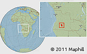 Savanna Style Location Map of Cuchi, within the entire country, hill shading