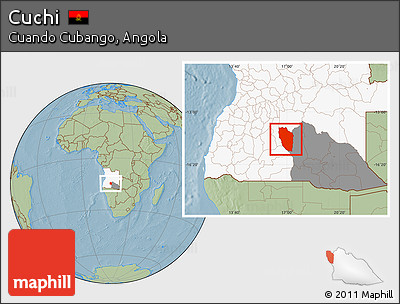 Savanna Style Location Map of Cuchi, highlighted country, highlighted parent region, hill shading