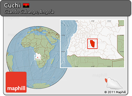 Savanna Style Location Map of Cuchi, highlighted country, hill shading
