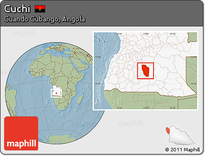 Savanna Style Location Map of Cuchi, highlighted country, hill shading