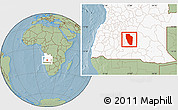 Savanna Style Location Map of Cuchi, highlighted country, hill shading