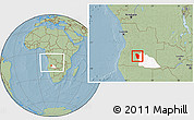 Savanna Style Location Map of Cuchi, highlighted parent region, within the entire country, hill shading