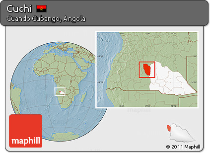 Savanna Style Location Map of Cuchi, highlighted parent region, hill shading