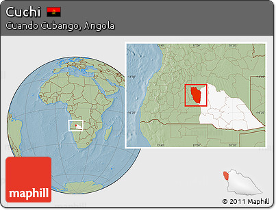 Savanna Style Location Map of Cuchi, highlighted parent region, hill shading