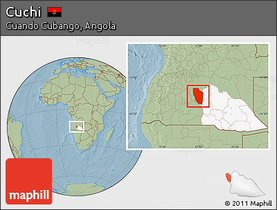 Savanna Style Location Map of Cuchi, highlighted parent region, hill shading