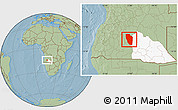 Savanna Style Location Map of Cuchi, highlighted parent region, hill shading