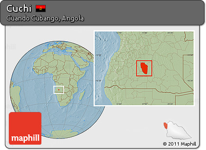 Savanna Style Location Map of Cuchi, hill shading