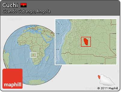Savanna Style Location Map of Cuchi, hill shading