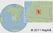 Savanna Style Location Map of Cuchi, hill shading