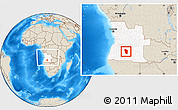 Shaded Relief Location Map of Cuchi, highlighted country, within the entire country