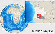 Shaded Relief Location Map of Cuchi, highlighted country, highlighted parent region, within the entire country