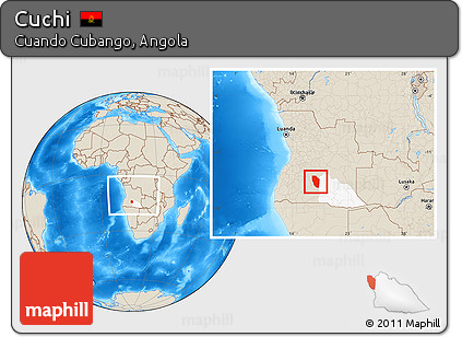 Shaded Relief Location Map of Cuchi, highlighted parent region, within the entire country