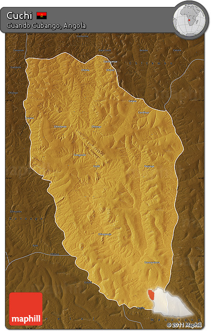 Physical Map of Cuchi, darken