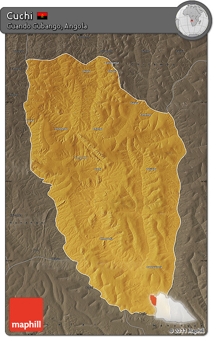 Physical Map of Cuchi, darken, semi-desaturated
