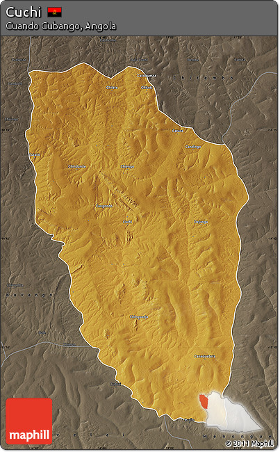 Physical Map of Cuchi, darken, semi-desaturated