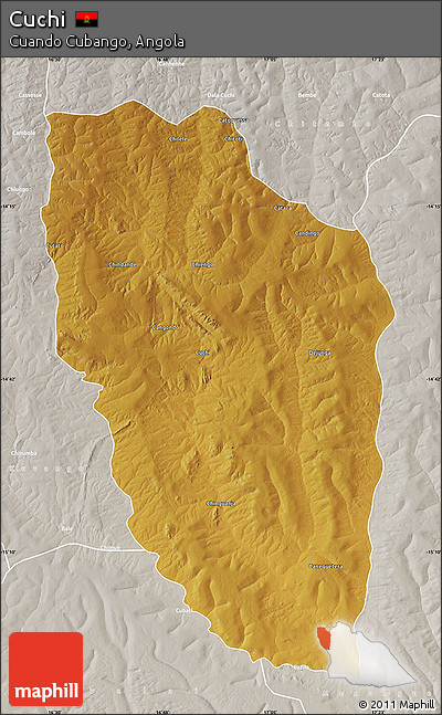 Physical Map of Cuchi, lighten, semi-desaturated
