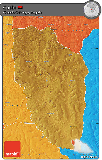 Physical Map of Cuchi, political outside