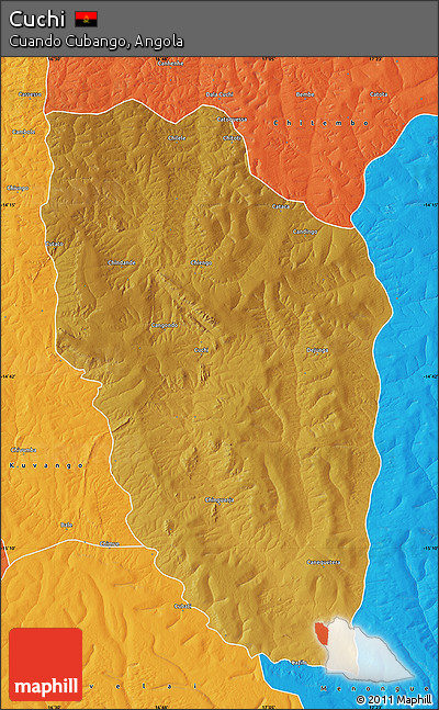 Physical Map of Cuchi, political outside