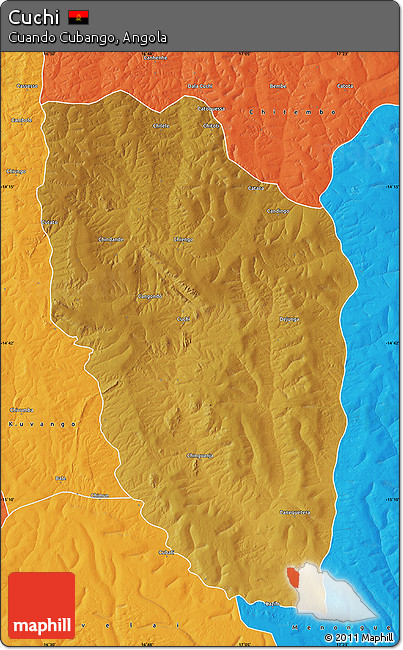 Physical Map of Cuchi, political outside