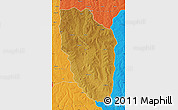 Physical Map of Cuchi, political outside