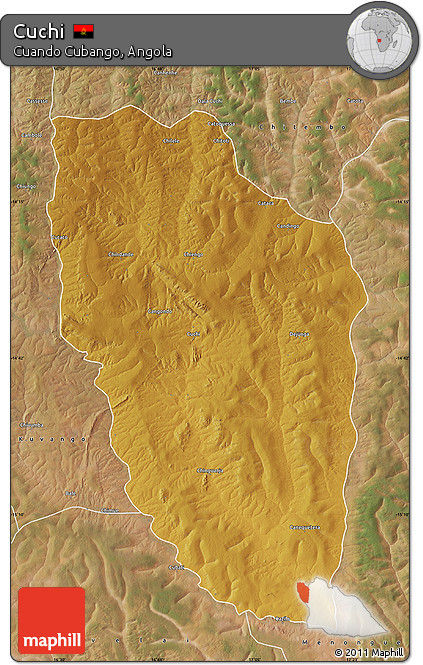 Physical Map of Cuchi, satellite outside
