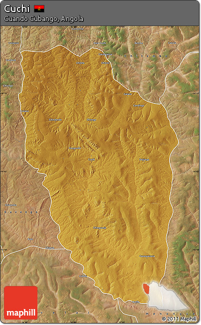 Physical Map of Cuchi, satellite outside