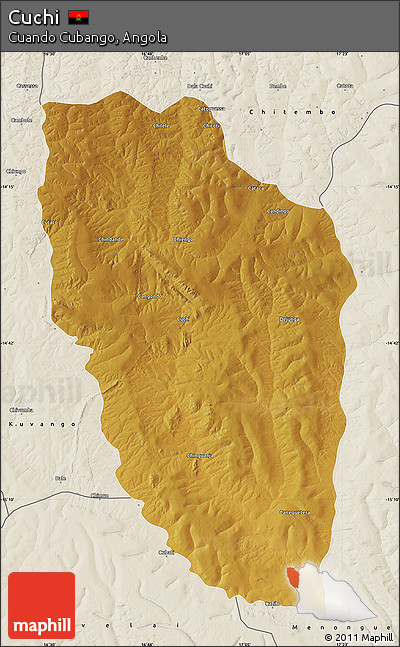 Physical Map of Cuchi, shaded relief outside
