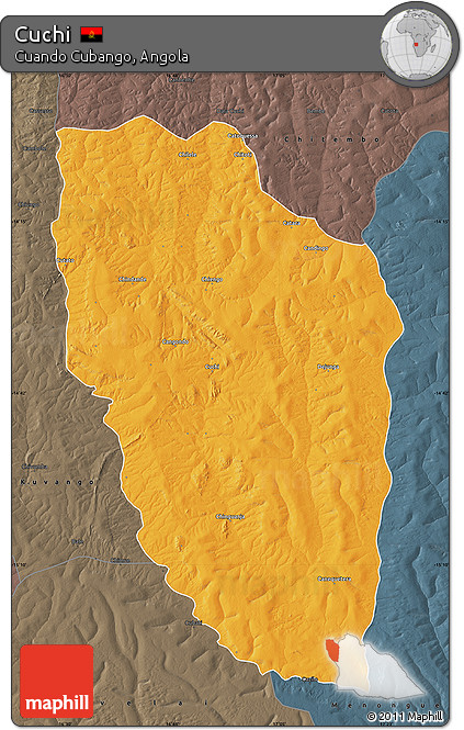 Political Map of Cuchi, darken, semi-desaturated