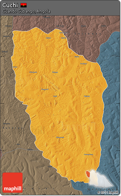 Political Map of Cuchi, darken, semi-desaturated