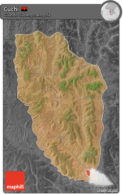 Satellite Map of Cuchi, darken, desaturated