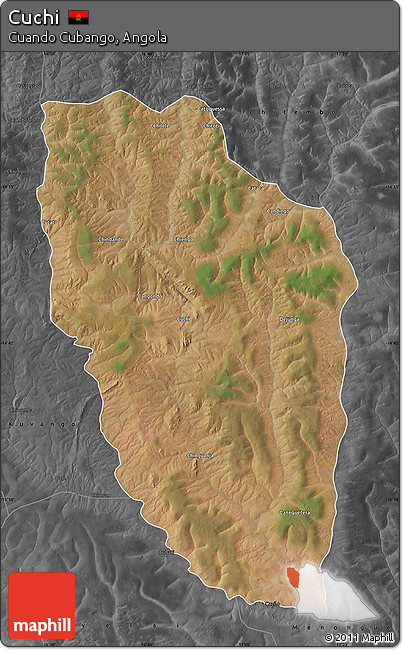 Satellite Map of Cuchi, darken, desaturated